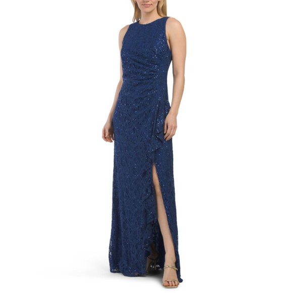 ALEX EVENINGS Royal Sleeveless Sequin Cascade Ruffle Gown - Picture 1 of 2